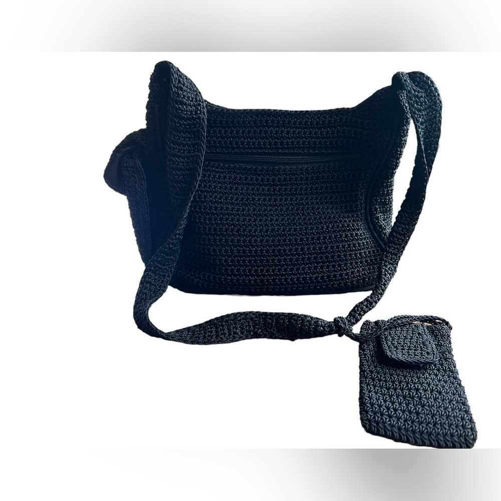 Black HoBo crocheted purse handbag 
Vintage style hobo